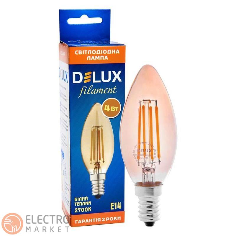 Светодиодная лампа Filament BL37B 90011682 свеча E14 4W 2700K 220V Delux. Фото 1
