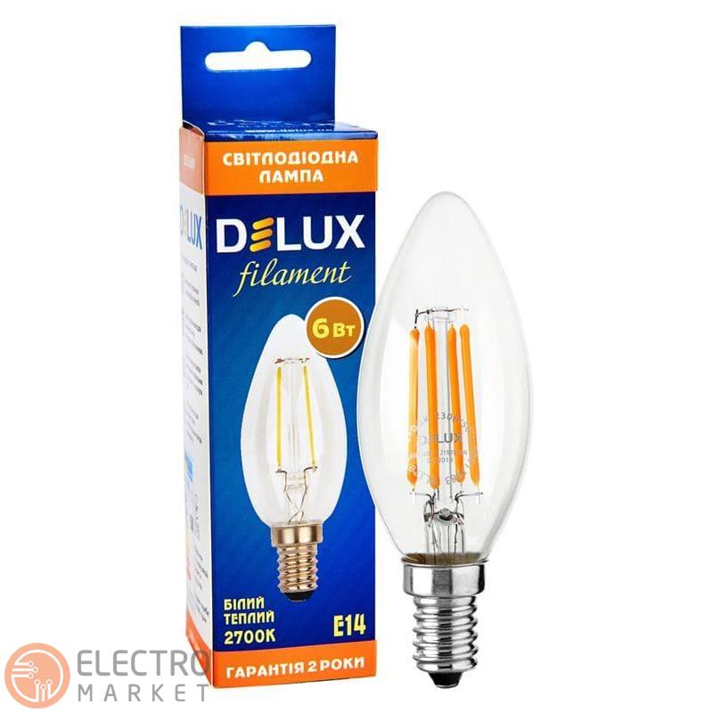 Светодиодная лампа Filament BL37B 90011683 свеча E14 6W 2700K 220V Delux. Фото 1