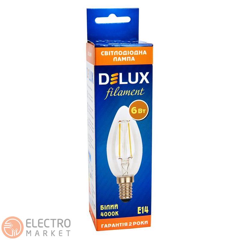 Светодиодная лампа Filament BL37B 90011684 свеча E14 6W 4000K 220V Delux. Фото 4
