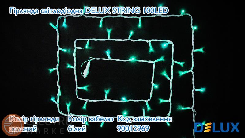 Гирлянда внешняя 90012969 String 100LED 10m зеленый/белый 230V IP44 Delux. Фото 3
