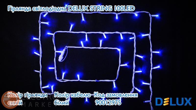 Гирлянда внешняя 90012975 String 100LED 10m синий/белый 230V IP44 Delux. Фото 3