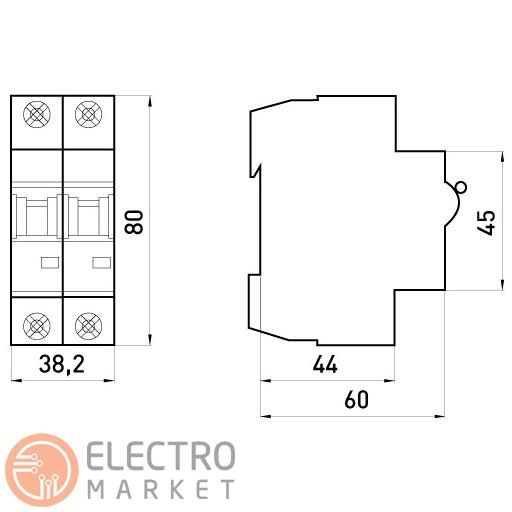 Автоматичний вимикач 6A 10kA 2 полюси тип C e.industrial.mcb.100.2.C6 i0180010 E.NEXT. Фото 2