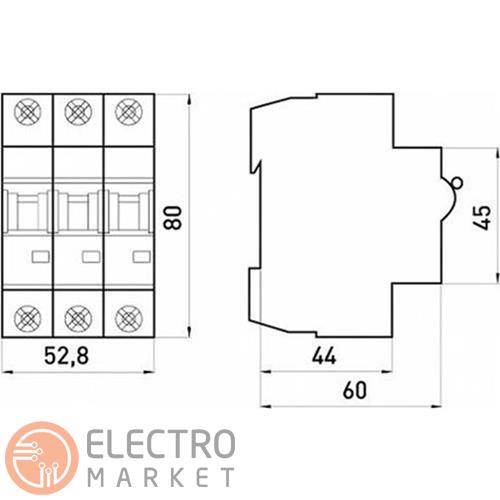 Автоматичний вимикач 6A 10kA 3 полюси тип C e.industrial.mcb.100.3.C6 i0180019 E.NEXT. Фото 2