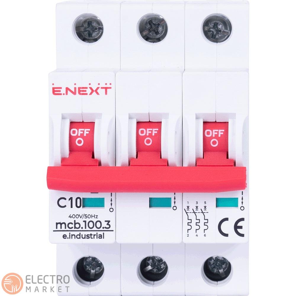 Автоматичний вимикач 10A 10kA 3 полюси тип C e.industrial.mcb.100.3.C10 i0180020 E.NEXT. Фото 2