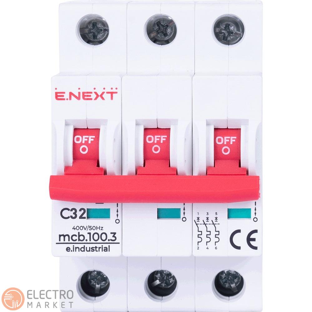 Автоматичний вимикач 32A 10kA 3 полюси тип C e.industrial.mcb.100.3.C32 i0180024 E.NEXT. Фото 1