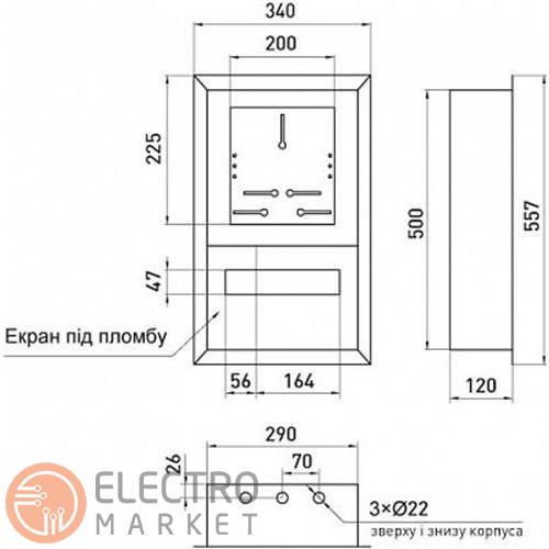 Шкаф для электросчетчика металлический на 12 модулей e.mbox.pro.w.f1.12z вмонтированный IP31 s0100226 ENEXT. Фото 2