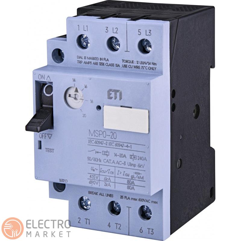 Автомат для захисту електродвигуна MSP0-20 14-20A 6kA 004646626 ETI. Фото 1