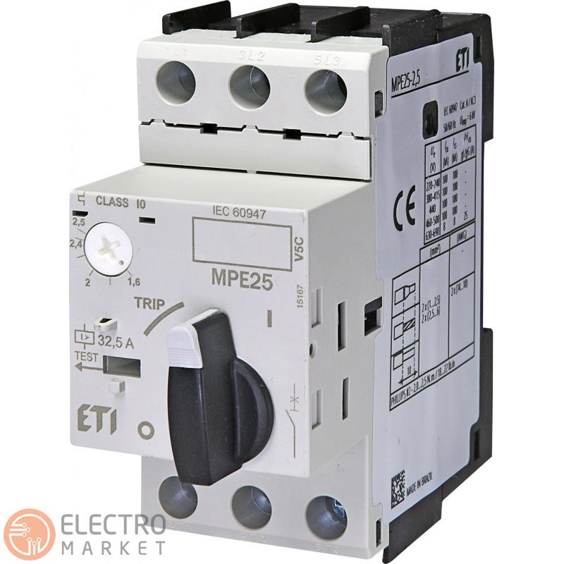 Автомат для захисту електродвигуна MPE25-2,5 1,6-2,5A 100kA 004648007 ETI. Фото 1
