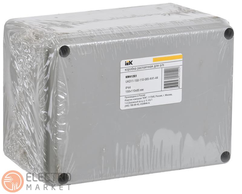 Распределительная коробка серая с гладкими стенками 150х110х85мм IP44 КМ41261 UKO11-150-110-085-K41-44 IEK. Фото 2