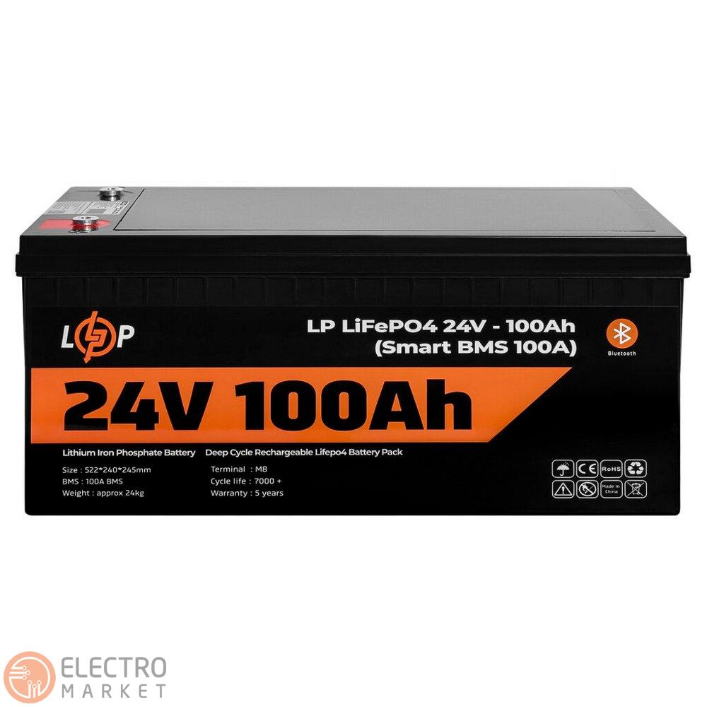 Акумулятор LP LiFePO4 для ДБЖ 24V (25,6V) 100Ah (2560Wh) (Smart BMS 100А) з BT пластик 20200 LogicPower. Фото 1