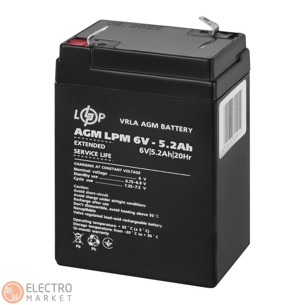 Акумулятор AGM LPM 6V 5.2Ah 4158 LogicPower. Фото 2