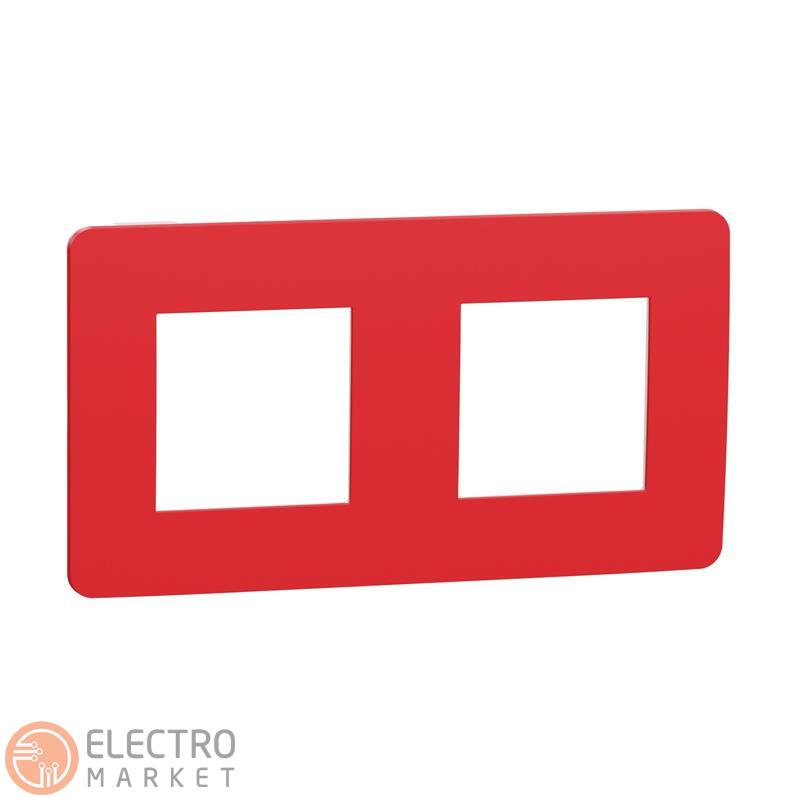 Рамка 2-постова червона/біла універсальна NU280413 Schneider Electric Unica New. Фото 1