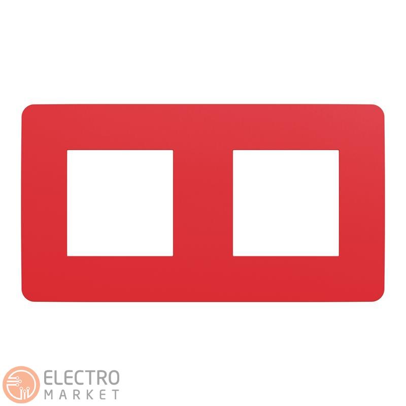 Рамка 2-постова червона/біла універсальна NU280413 Schneider Electric Unica New. Фото 6