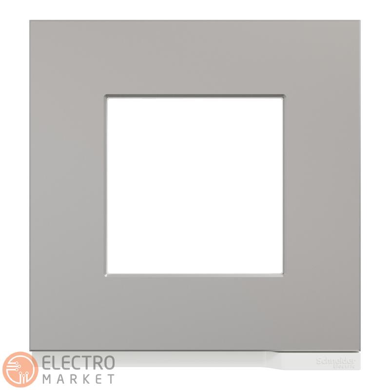 Рамка 1-постовая алюминий матовый/белый горизонтальная NU600280 Schneider Electric Unica New. Фото 3
