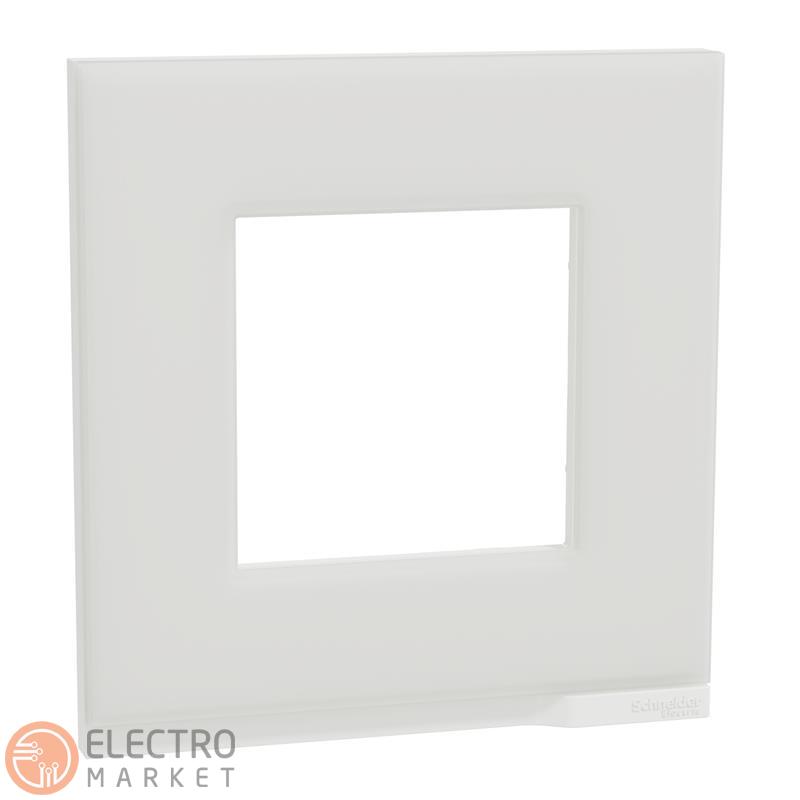 Рамка 1-постовая белое стекло/белый горизонтальная NU600285 Schneider Electric Unica New. Фото 1