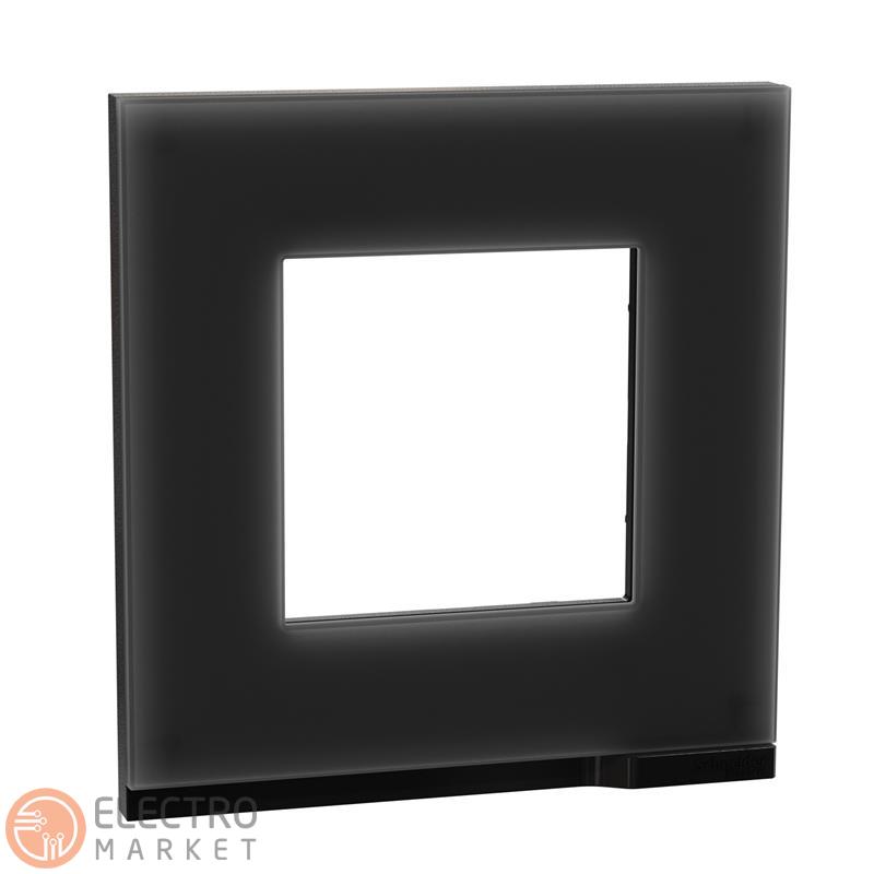 Рамка 1-постовая чёрное стекло/антрацит горизонтальная NU600286 Schneider Electric Unica New. Фото 1