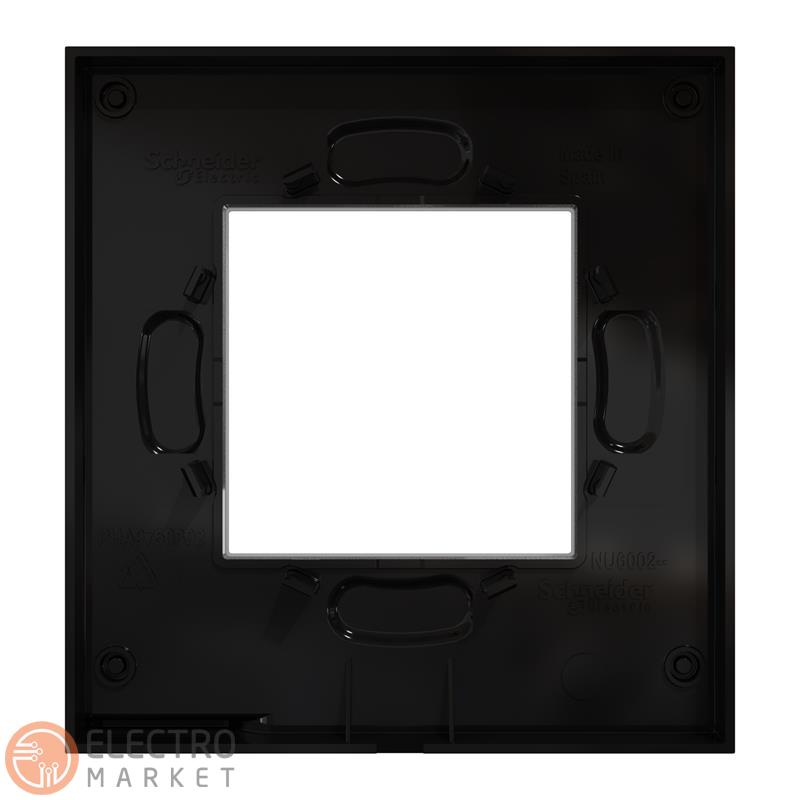 Рамка 1-постовая чёрное стекло/антрацит горизонтальная NU600286 Schneider Electric Unica New. Фото 5