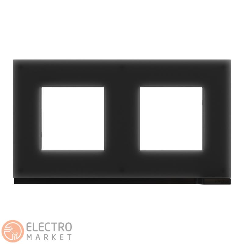 Рамка 2-постовая чёрное стекло/антрацит горизонтальная NU600486 Schneider Electric Unica New. Фото 2
