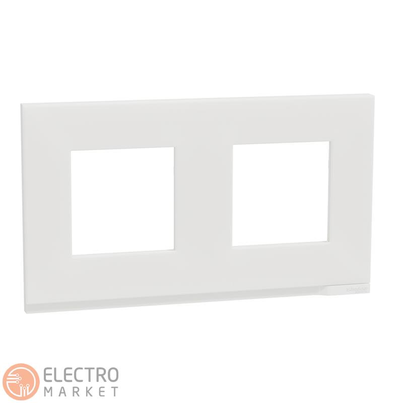 Рамка 2-постовая матовое стекло/белый горизонтальная NU600489 Schneider Electric Unica New. Фото 1