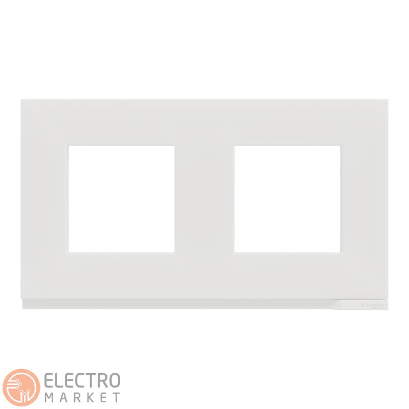 Рамка 2-постовая матовое стекло/белый горизонтальная NU600489 Schneider Electric Unica New. Фото 6