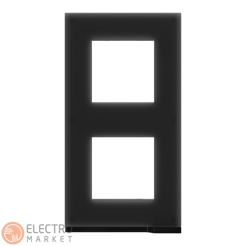 Рамка 2-постовая чёрное стекло вертикальная NU6004V86 Schneider Electric Unica New. Фото 7