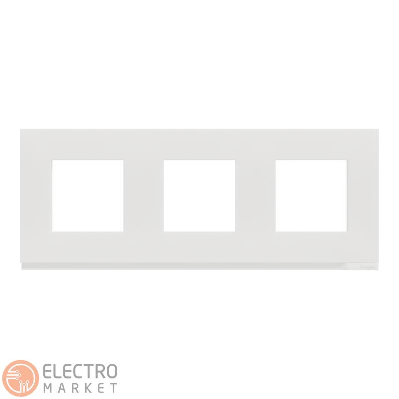 Рамка 3-постовая матовое стекло/белый горизонтальная NU600689 Schneider Electric Unica New. Фото 5