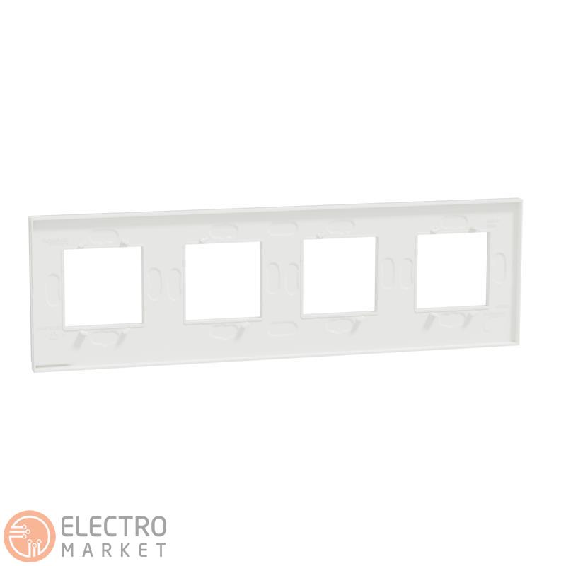 Рамка 4-постовая белое стекло/белый горизонтальная NU600885 Schneider Electric Unica New. Фото 3
