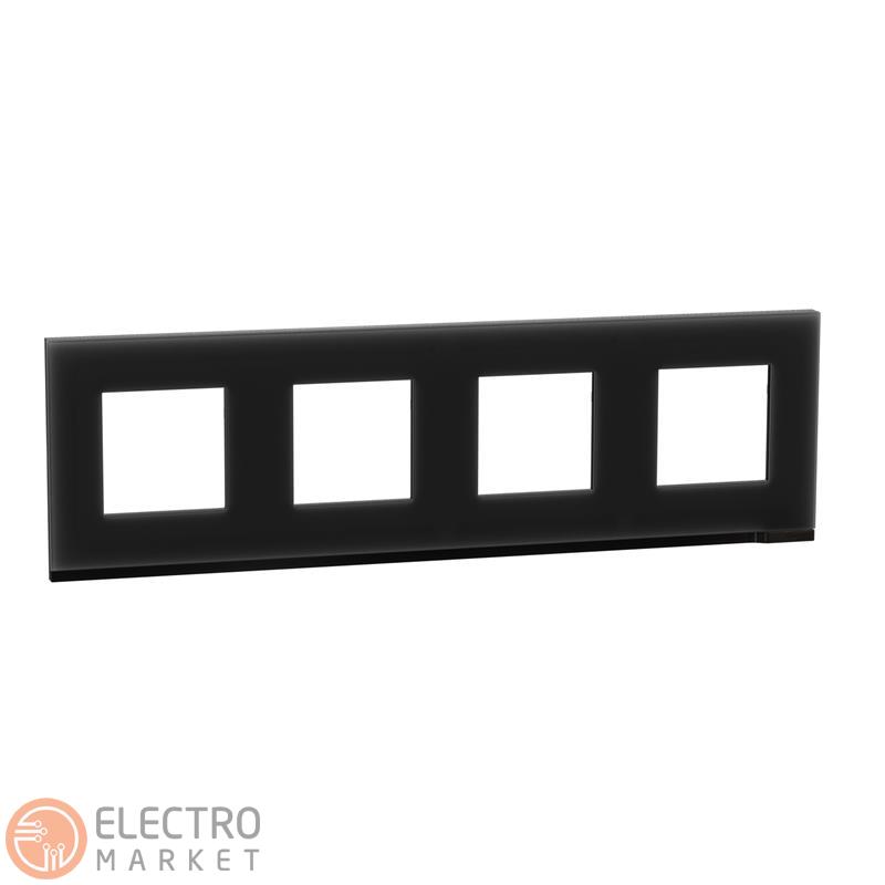 Рамка 4-постовая чёрное стекло/антрацит горизонтальная NU600886 Schneider Electric Unica New. Фото 1