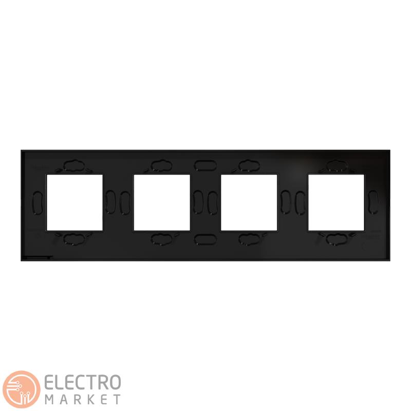 Рамка 4-постовая чёрное стекло/антрацит горизонтальная NU600886 Schneider Electric Unica New. Фото 4