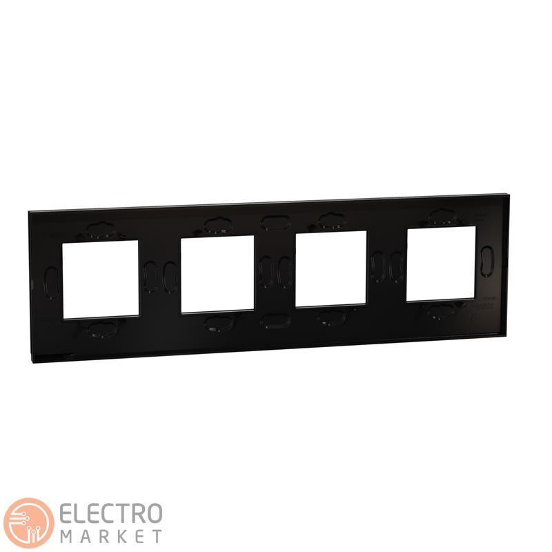Рамка 4-постовая чёрное стекло/антрацит горизонтальная NU600886 Schneider Electric Unica New. Фото 6