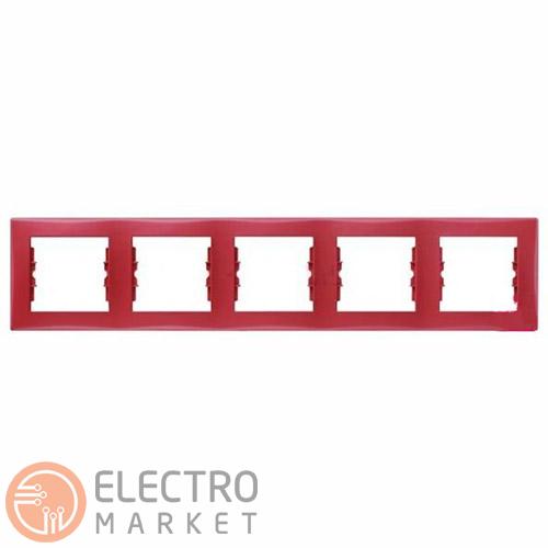 Рамка 5 постов красная горизонтальная SDN5800941 Schneider Electric Sedna. Фото 1
