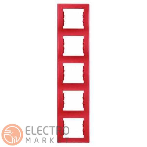 Рамка 5 постов красная вертикальная SDN5801541 Schneider Electric Sedna. Фото 1
