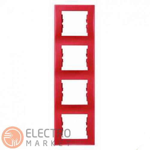 Рамка 4 поста красная вертикальная SDN5802041 Schneider Electric Sedna. Фото 1