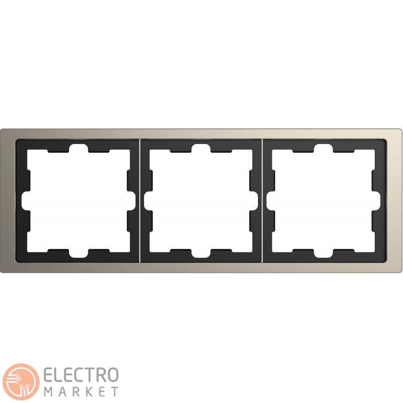 Рамка 3 постовая никель металл Schneider Electric Merten D-Life MTN4030-6550. Фото 1