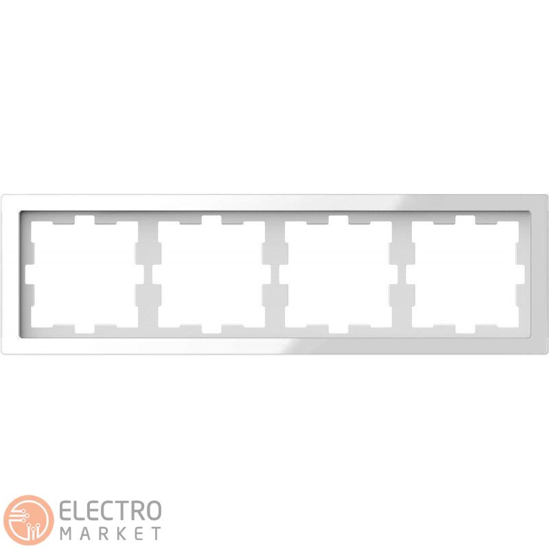Рамка 4 постовая белый кристалл стекло Schneider Electric Merten D-Life MTN4040-6520. Фото 1