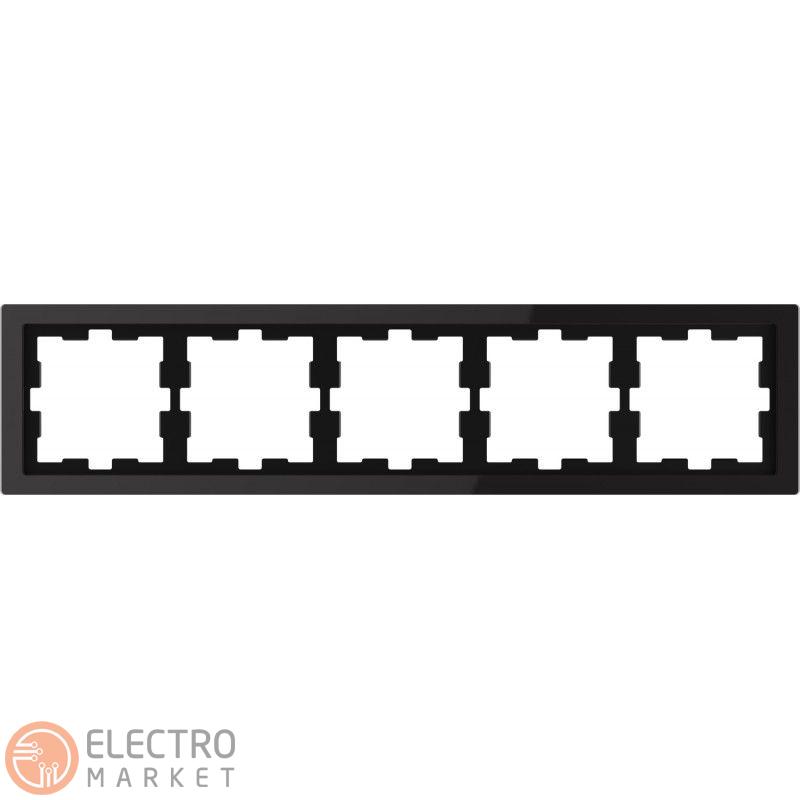 Рамка 5 постовая черный оникс стекло Schneider Electric Merten D-Life MTN4050-6503. Фото 1