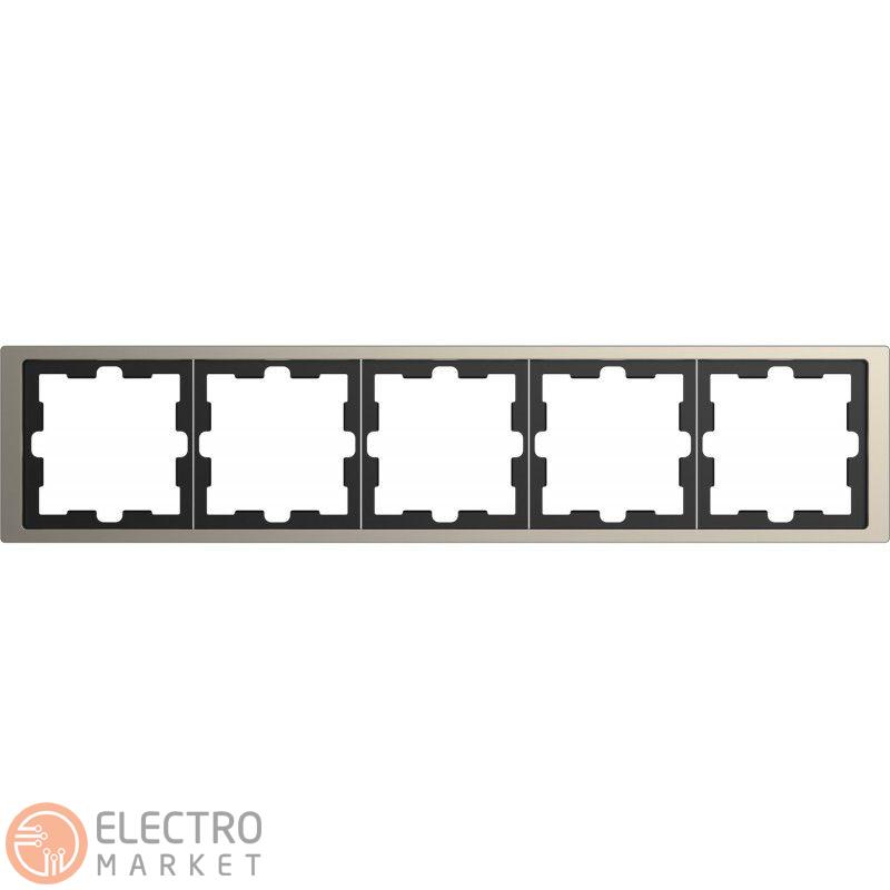 Рамка 5 постовая никель металл Schneider Electric Merten D-Life MTN4050-6550. Фото 1