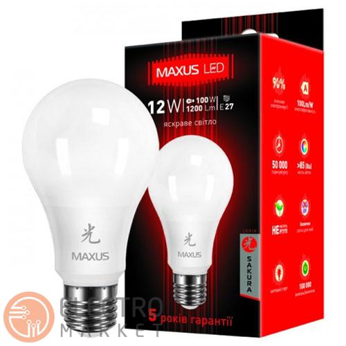 Светодиодная лампа Sakura 1-LED-462-01 A65 E27 12W 4100К 220V Maxus. Фото 2